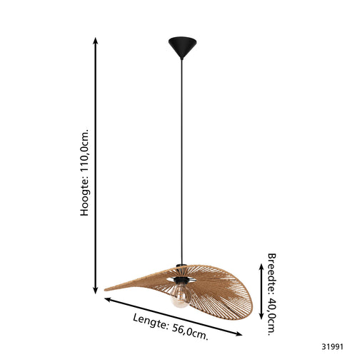 EGLO hanglamp Siruela - e27 - ø 56 cm - papier - natuur - vtwonen shop