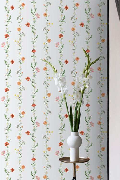 Sanders & Sanders behang bloemen oranje, groen en wit - 53 cm x 10 m - 640174