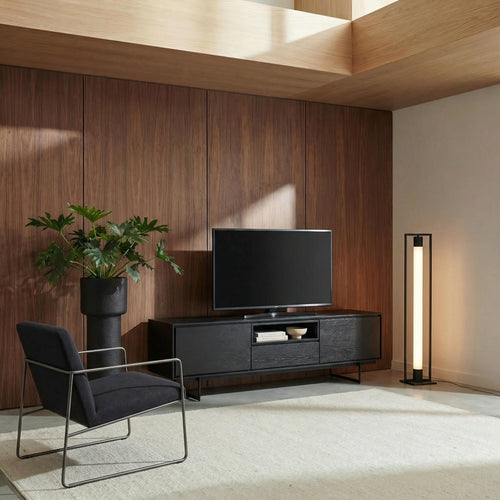 Furnhouse tv-meubel Tokyo - Zwart - MDF, zwart eikenfineer - 45x160x50