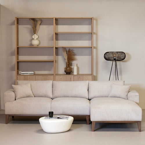 Giga Meubel Chaise Longue Bank Bordeaux - 3-Zits - Links - Taupe