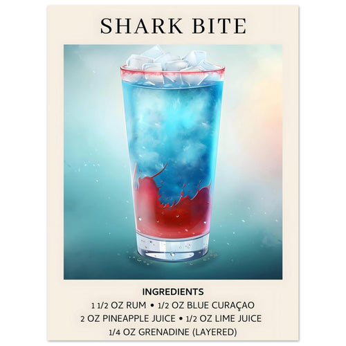 Artfulprints  Shark Bite cocktail - Ingrediënten   poster 30x40 cm - vtwonen shop