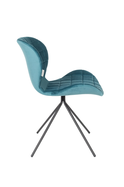 Zuiver OMG Velvet Eetkamerstoelen Blauw - Set van 2 - vtwonen shop