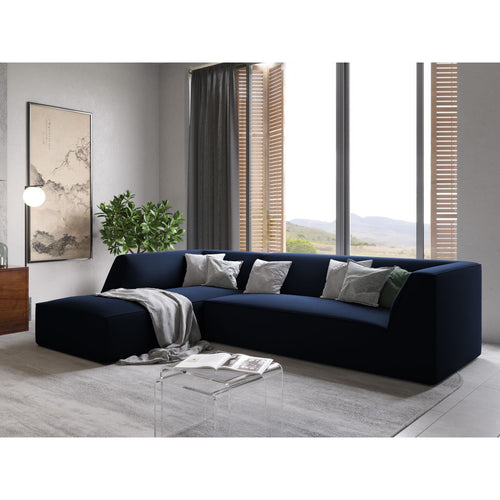 Cosmopolitan Design - Modulaire hoekbank links Siena 4-zits, flueel koningsblauw - 180x273x69cm