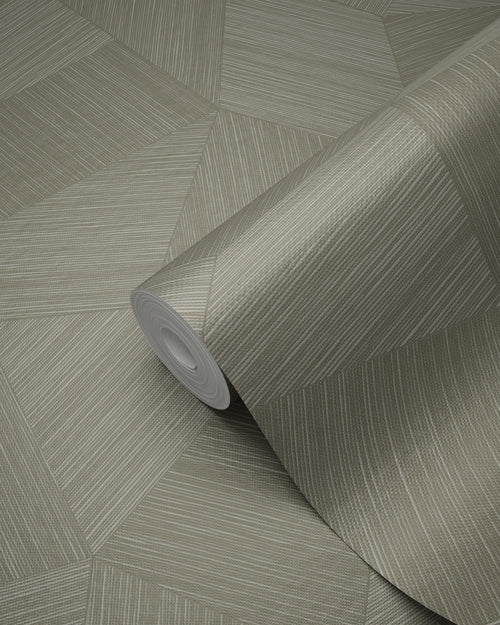 Origin Wallcoverings eco-texture vliesbehang grafisch 3D motief kaki grijs - 0.53 x 10.05 m - 347821 - vtwonen shop