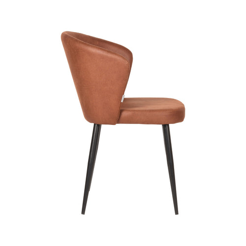 LABEL51 Eetkamerstoel Wave - Cognac - Zithoogte 50cm - Set van 2