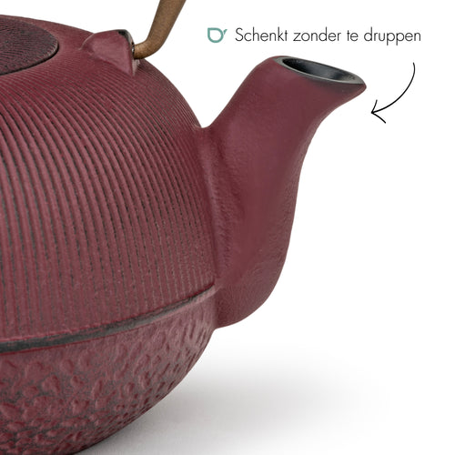 Bredemeijer - Gietijzeren theepot Sichuan - 1 liter - Plum - Met filter - vtwonen shop