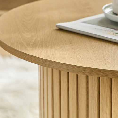 Calicosy - ELIE Set van 2 ronde salontafels - Eiken - 70x70x40 cm