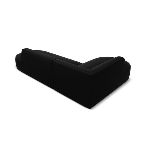 Cosmopolitan Design - Modulaire hoekbank links Siena 4-zits, flueel zwart - 180x273x69cm
