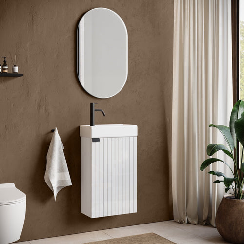 Badplaats Toiletmeubel Bosco 40 x 22 cm – Mat Wit – Fonteinmeubel met Wastafel