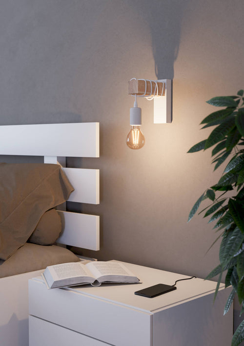 EGLO wandlamp Townshend - e27 - 21,5 cm - wit/bruin - vtwonen shop