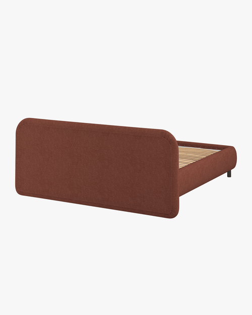 noo.ma Mumo gestoffeerd bed 180 x 200 cm - bouclé Brick Red, laag frame