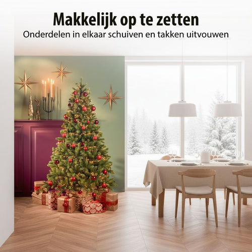 Black Box Trees Nagoya Kerstboom - Kunstboom met LED Verlichting en Scharnierconstructie - Kerstversiering voor Binnen met Natuurlijke Uitstraling -