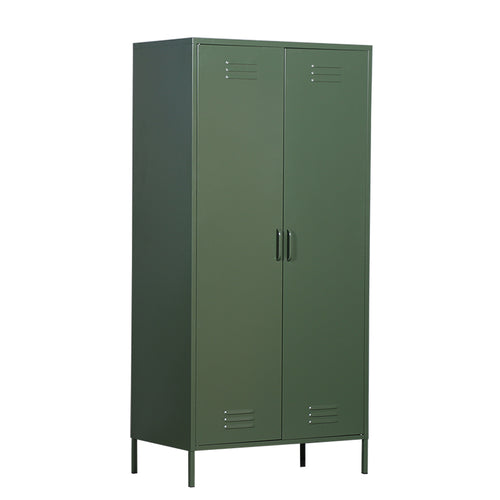 MaximaVida metalen kleding lockerkast Finn 90 x 50 x 185 cm olijfgroen - 8 schappen - vtwonen shop