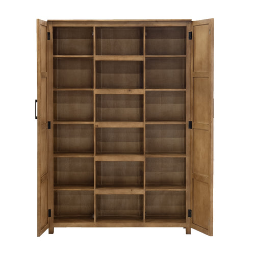 Giga Meubel Wandkast Tobi - Mangohout - Naturel - 140x40x210cm - vtwonen shop