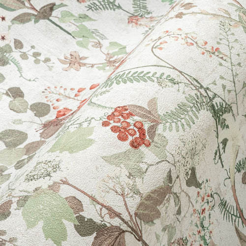 A.S. Création behang bloemen wit, groen, rood en beige - 53 cm x 10.05 m - AS-388252