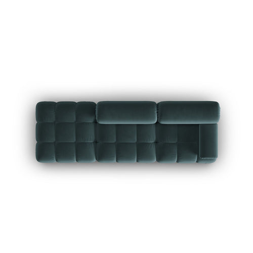Cosmopolitan Design - Linker modulaire bank Cortina 4-zits, flueel turkoois - 94x282x70cm