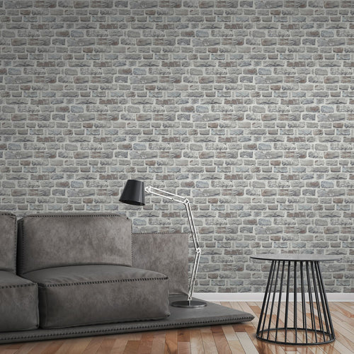 A.S. Création behang stenen muur lichtgrijs en bruin - 53 cm x 10.05 m - AS-361403 - vtwonen shop