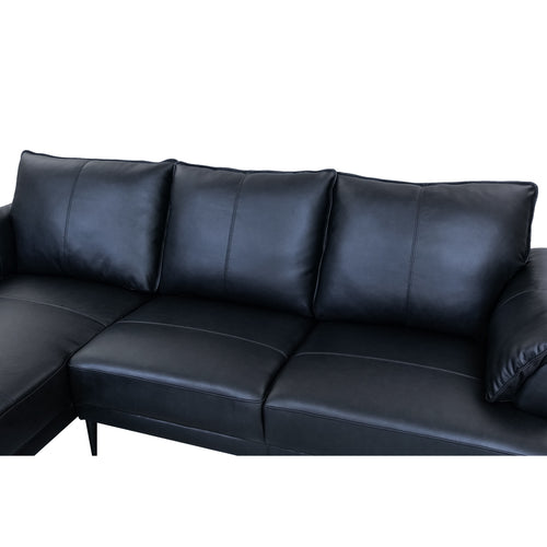 Furnhouse chaise longue bank links Soul - Zwart - Leer - 155x233x88