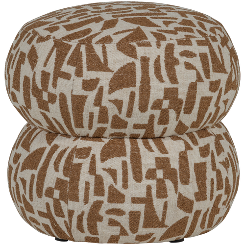 WOOOD poef Anic - Polyester - Grafisch Patroon - Bruin - vtwonen shop