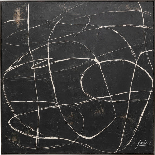 Kare Design Schilderij Sketch 120x120cm zwart