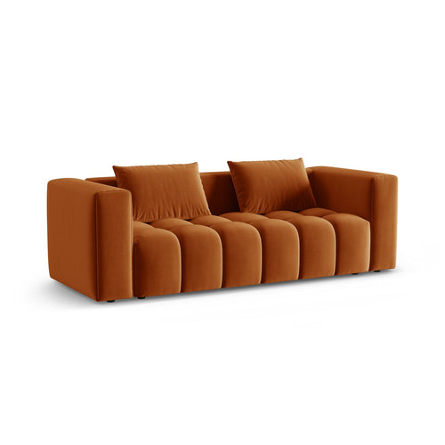 Cosmopolitan Design - Slaapbank met opbergdoos Verona 3-zits, flueel terracotta - 98x252x85cm