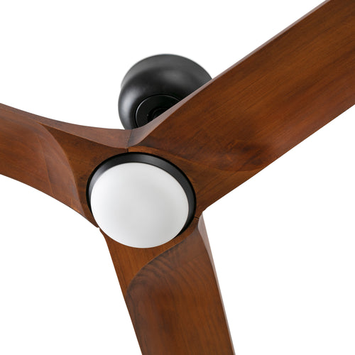 Faro HEYWOOD Grote led-zwart, donker hout DC-plafondventilator met 6 snelheden