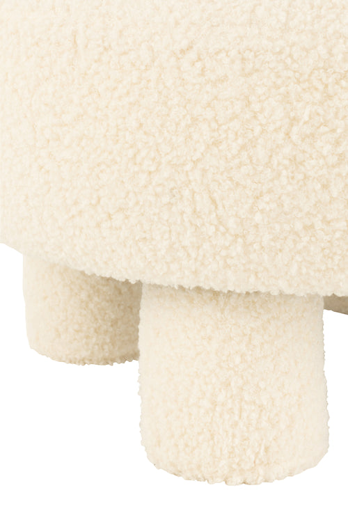 J-Line kruk Rond Met Rugleuning Bouclé - velvet - wit - vtwonen shop