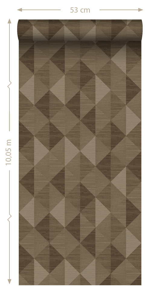 Origin Wallcoverings behang grasweefsel in grafisch 3D motief bruin - 50 x 900 cm - 347886 - vtwonen shop