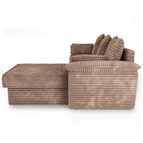 Sia Home - Rechte hoekbanken SASHA - XXL ribfluweel - Mol - 257cm - vtwonen shop