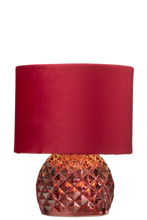 J-Line tafellamp - glas - bordeaux - LED lichtjes