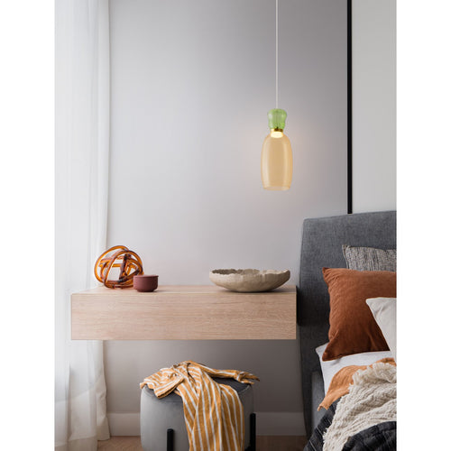 Nova Luce PLUMA Slanke hanglamp voor aan het plafond, glanzend lichtgroen, geel, goud, LED 5W 450lm 3000K