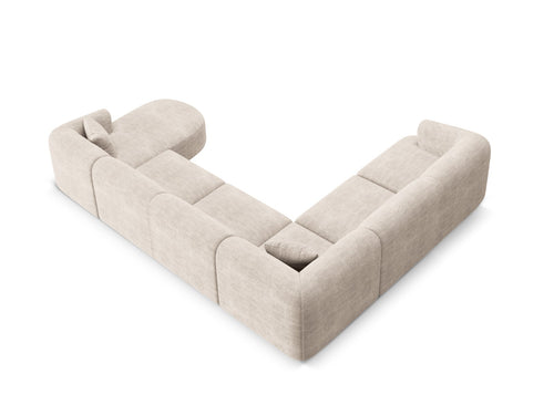 Cosmopolitan Design Modulaire panoramische hoekbank links Campi 7-zits, ribfluwelen cappuccino - 255x330x70cm
