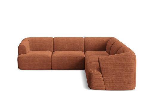 Cosmopolitan Design Symmetrische modulaire hoekbank Campi 6-zits, ribfluwelen terracotta - 255x255x70cm