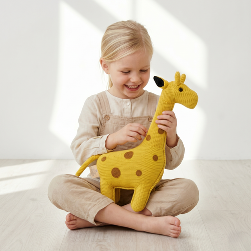 Pintado & Lacado knuffeldier Giraffe - geel - 40 cm