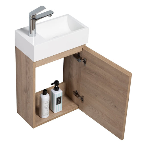 Badplaats Toiletmeubel Angela 40 x 22 cm – Kastanje Eiken – Fonteinmeubel met Wastafel