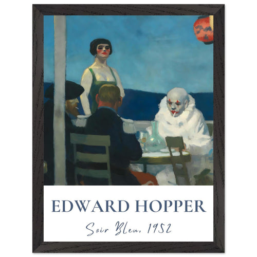 Artfulprints Poster met Lijst Edward Hopper - Soir bleu   - 30x40 cm - Blauw