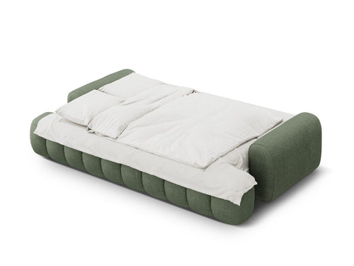 Cosmopolitan Design Slaapbank met opbergdoos Linz 4-zits, structurele stof donker olijfgroen - 100x250x84cm