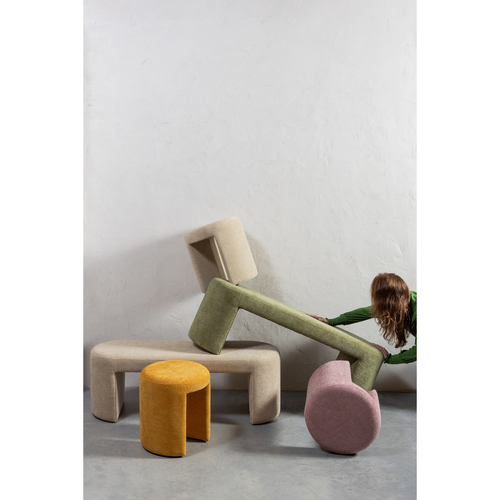 WOOOD bankje Jacob - Chenille - Olive Green - 46x130x46 - vtwonen shop