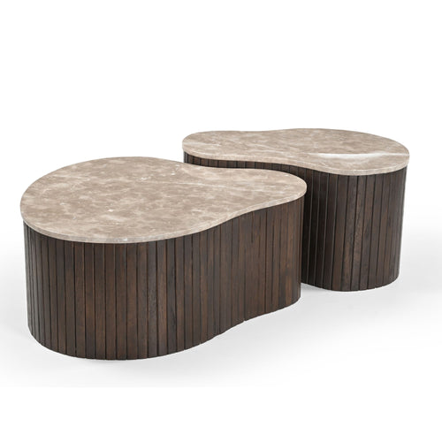 Starfurn Salontafel Nomi - Organisch Hout/Marmer - 70x50x38cm