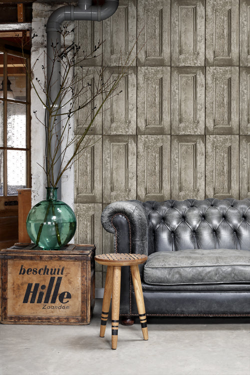 ESTAhome behang paneeldeuren taupe - 53 cm x 10.05 m - 138210