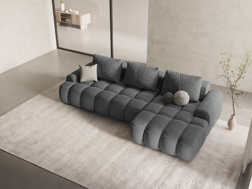 Cosmopolitan Design Converteerbare hoekbank rechts met opbergdoos Linz 3-zits, structurele stof grijs - 142x275x84cm