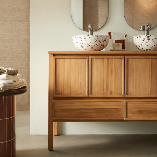 Tikamoon Teakhouten wastafelmeubel 120 cm - Naturel