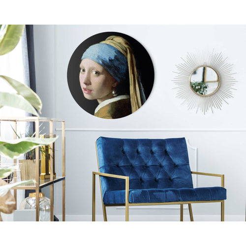 Reinders Old Masters - girl pearl earring glasschilderij -  blauw - keuken - Ø 70cm