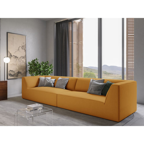 Cosmopolitan Design - Bank Siena 4-zits, structurele stof geel - 93x302x69cm