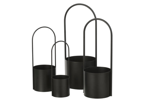 J-Line bloempot - ijzer - zwart - extra large