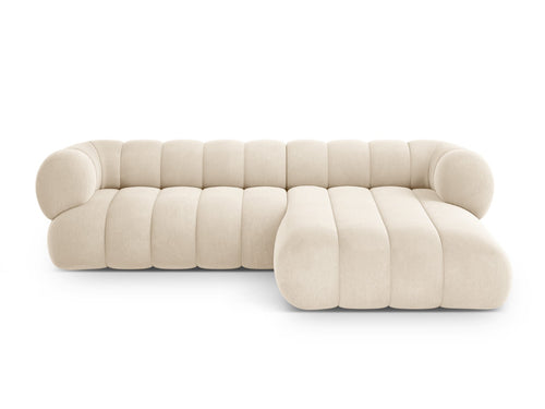 Cosmopolitan Design rechter hoekbank Koge 5-zits, flueel lichtbeige - 165x270x70cm