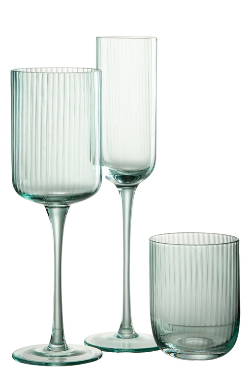 J-Line Louise champagneglas - glas - groen - 6 stuks - woonaccessoires - vtwonen shop