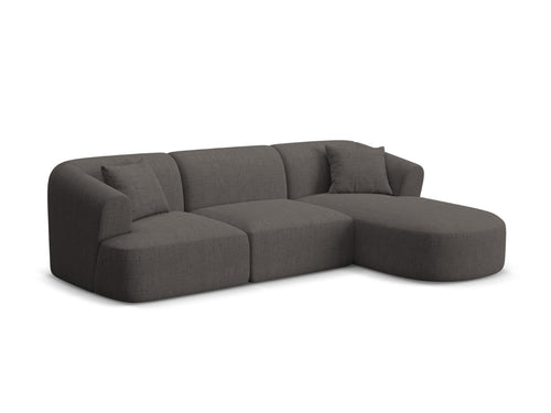 Cosmopolitan Design Modulaire hoekbank rechts Campi 4-zits, structurele stof grijs - 156x256x70cm