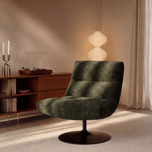 Premium Interiors - Draaistoel ROMA - velours met structuur kaki 77cm