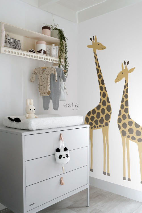 ESTAhome fotobehang giraffen beige - 139.5 x 270 cm - 155801 - vtwonen shop
